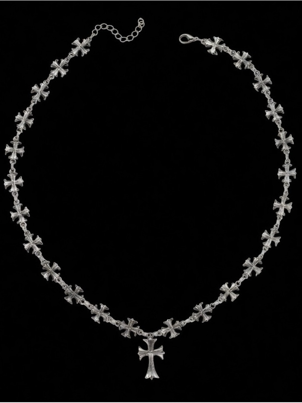 Men's Silver Cross Link Necklace with Pendant